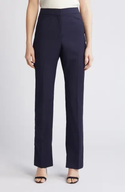 Hugo Boss Teana Straight Leg Wool Pants In Sky Captain