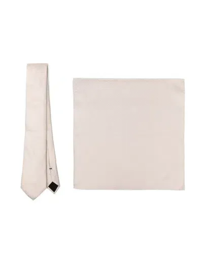 Hugo Boss Textured Tie In Neutrals