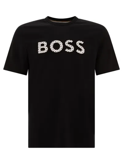 Hugo Boss Cotton-jersey T-shirt With Logo Detail In Black