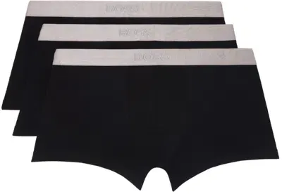 Hugo Boss Three-pack Black Metallic Boxer Briefs In Black 001