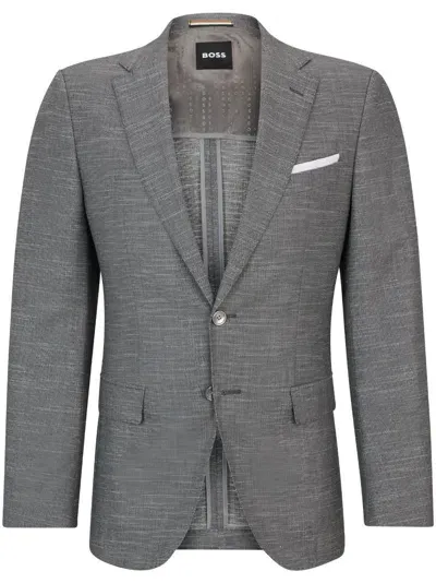 Hugo Boss Virgin Wool-blend Blazer In Grey