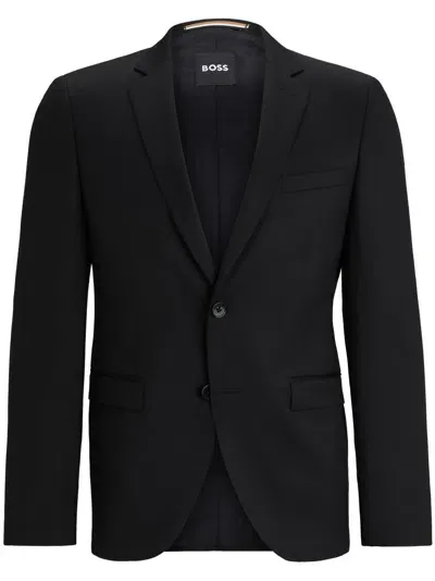 Hugo Boss Single-breasted Jacket In Virgin-wool Serge In Black