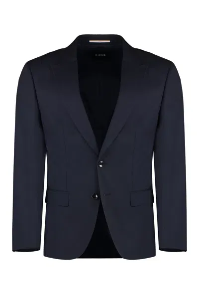 Hugo Boss Virgin Wool Two-pieces Suit In Blue