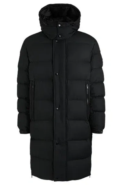 Hugo Boss Water-repellent Down Jacket With Detachable Hood In Black