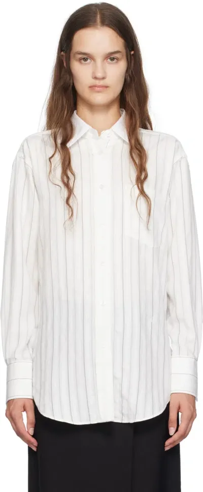 Hugo Boss White Striped Shirt In 100 White