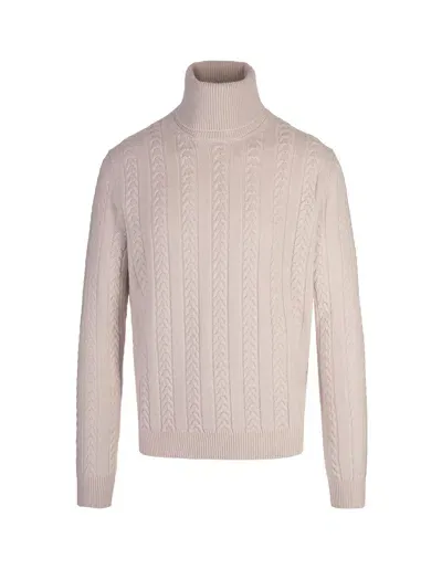 Hugo Boss White Virgin Wool And Cashmere Turtleneck Sweater