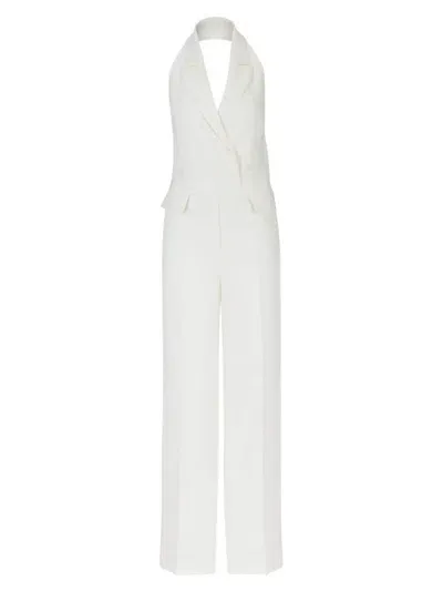 Hugo Boss Halterneck Jumpsuit With Peak Lapels In Natural