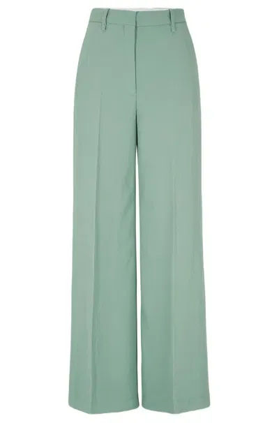 Hugo Boss Relaxed-fit Trousers With A Wide Leg In Light Green