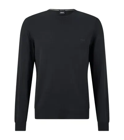 Hugo Boss Wool Logo Sweater In Black