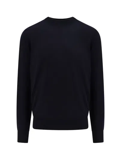 Hugo Boss Wool, Silk And Cashmere Sweater In Navy