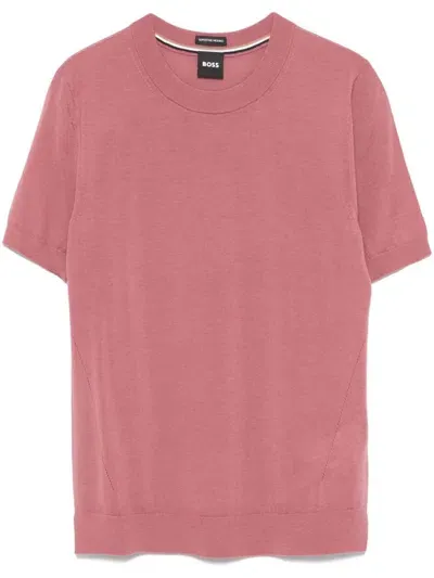 Hugo Boss Wool T-shirt In Pink