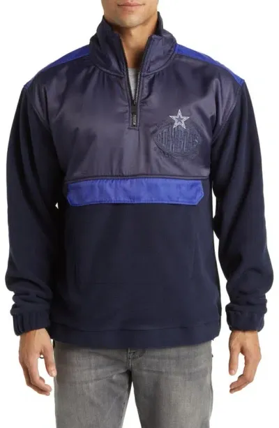 Hugo Boss Boss X Nfl Zip-neck Sweatshirt With Collaborative Branding In Cowboys Dark Blue