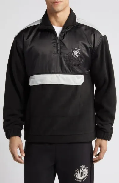 Hugo Boss Boss X Nfl Zip-neck Sweatshirt With Collaborative Branding In Raiders Black