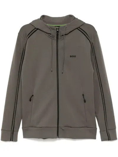 Hugo Boss Zip-down Hoodie In Green