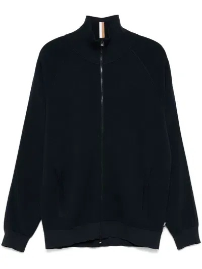 Hugo Boss Zip-up Cardigan In Blue