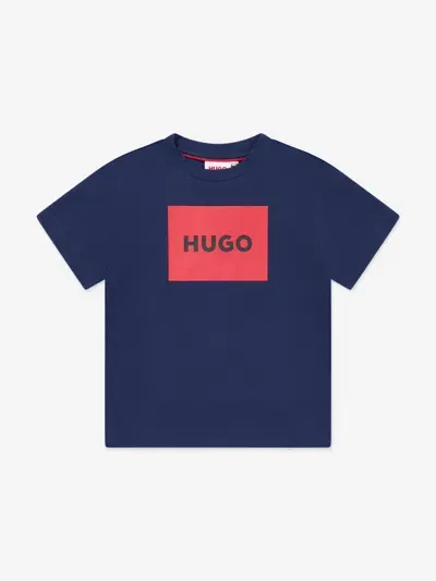 Hugo Kids'  Boys Logo Print T-shirt In Blue