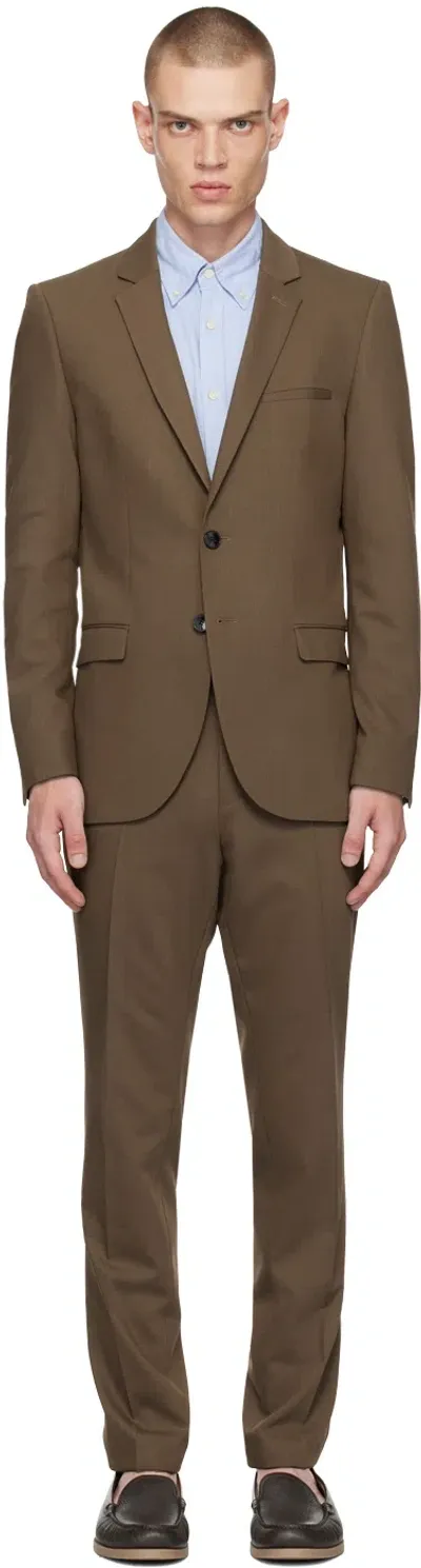 Hugo Brown Single-breasted Suit In 212-medium Brown