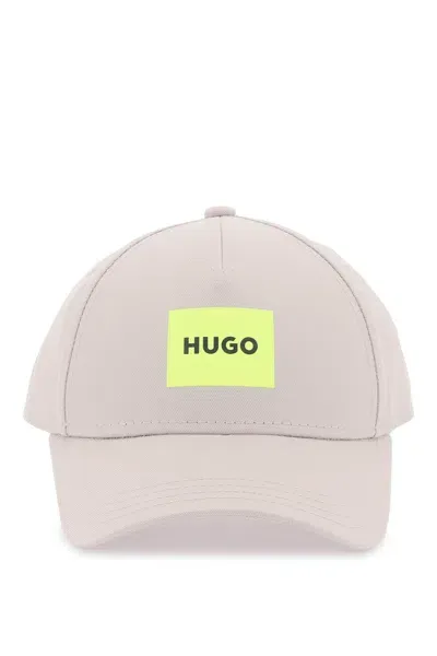 Hugo Jude Mens Cotton-twill Woven Cap With Logo Print In Grey