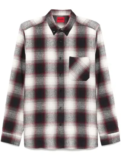 Hugo Checked Cotton Shirt In Red