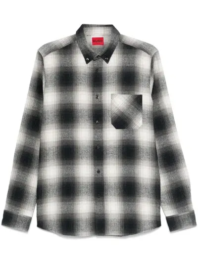 Hugo Checked Shirt In Black