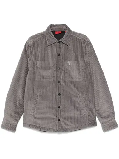 Hugo Corduroy Padded Shirt In Grey