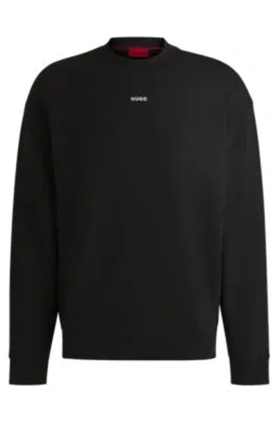 Hugo Relaxed-fit Long-sleeved T-shirt With Logo Print In Black 001