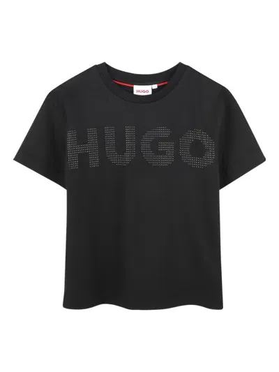 Hugo Kids' Crystal-embellished T-shirt In Black