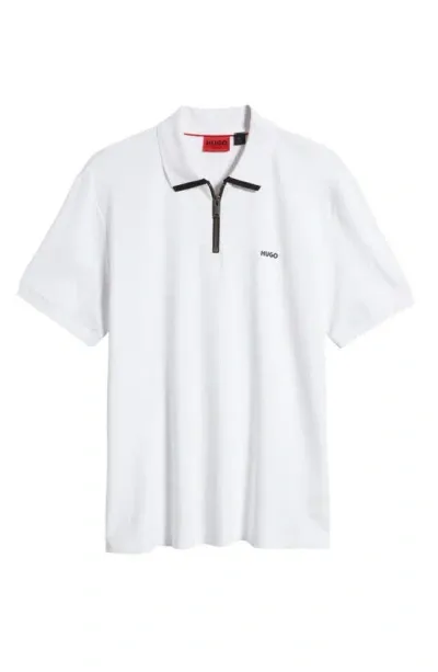 Hugo Dalomino Zip Polo In White