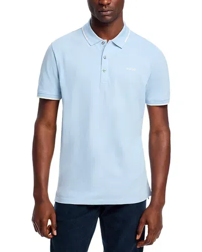 Hugo Dinoso222 Mens Stretch Cotton Slim-fit Polo With Printed Logo Col In Light/pastel Blue 455