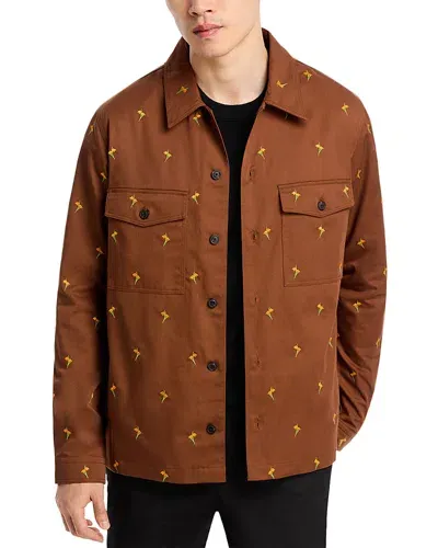 Hugo Enalu Relaxed Fit Overshirt In Medium Brown