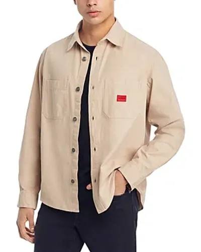 Hugo Erato Canvas Overshirt In Medium Beige