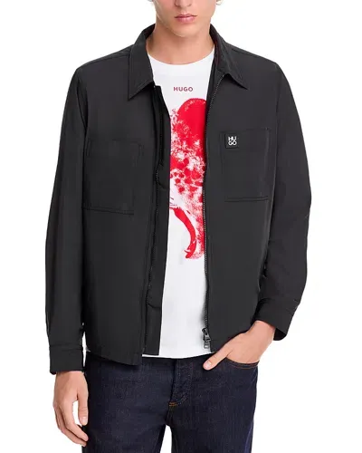 Hugo Evalom Oversized Fit Full Zip Shirt Jacket In Black