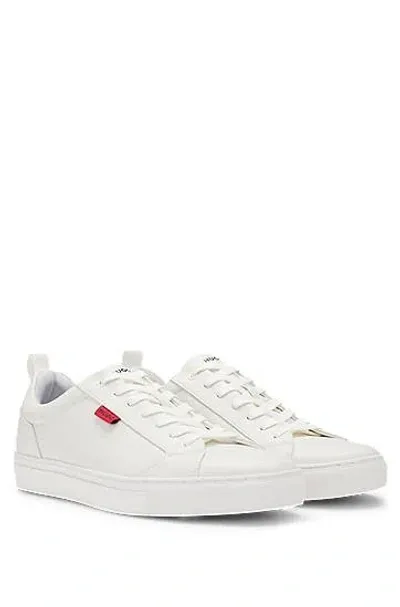 Hugo Morrie Mens Cupsole Trainers With Logo Flag In White 100