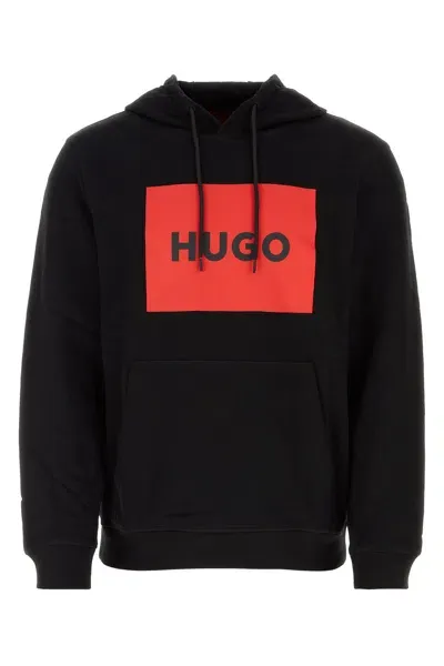 Hugo Logo-print Detail Hoodie In Black 001