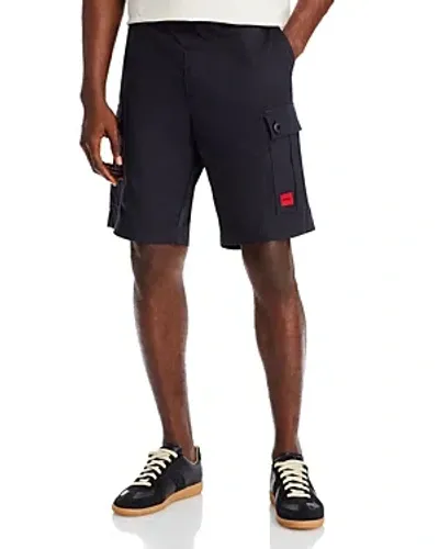 Hugo Garlio242 Cotton Ripstop Regular Fit 9 Cargo Shorts In Black