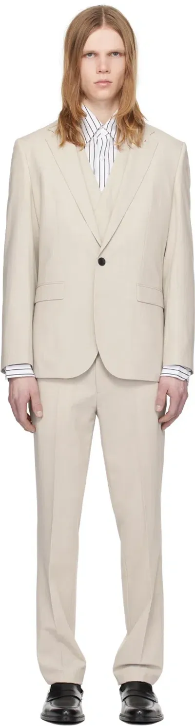 Hugo Gray Three-piece Suit In 055-light/pastelgrey