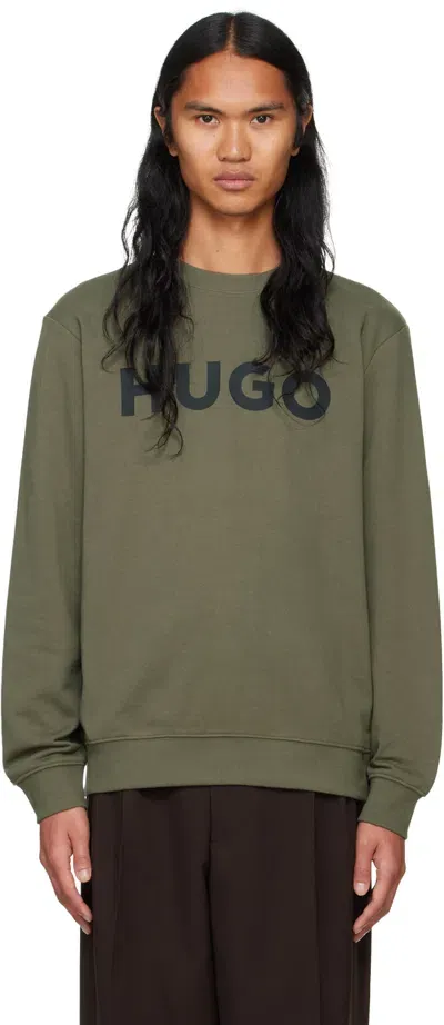 Hugo Green Printed Logo Sweatshirt In 257-dark Beige