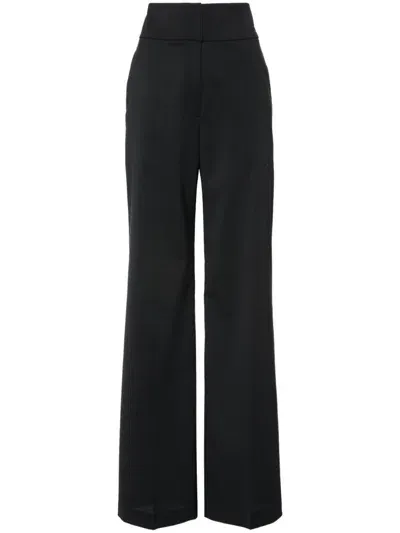 Hugo High-waisted Flared-leg Trousers In Black