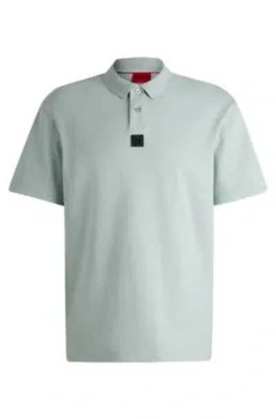 Hugo Interlock-cotton Polo Shirt With Stacked Logo In Light Grey