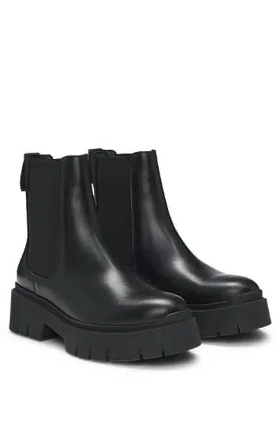 Hugo Leather Chelsea Boots With Chunky Outsole In Black