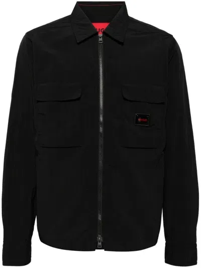 Hugo Logo-appliqué Shirt Jacket In Black