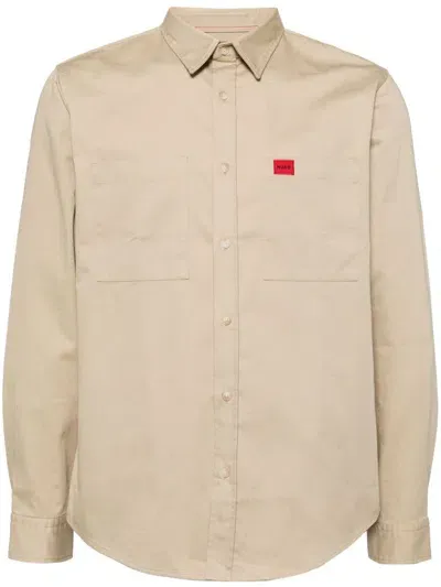 Hugo Logo-appliqué Shirt In Open Beige 281