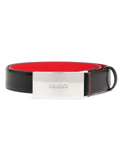 Hugo Logo-buckle Belt In 黑色