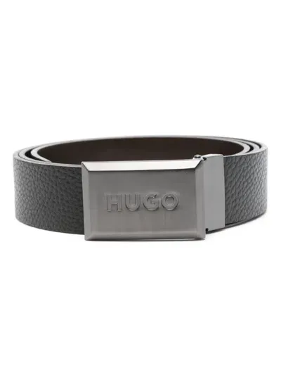 Hugo Logo-buckle Belt In Black