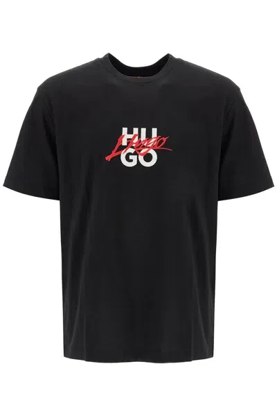 Hugo Logo Crewneck T-shirt In Black