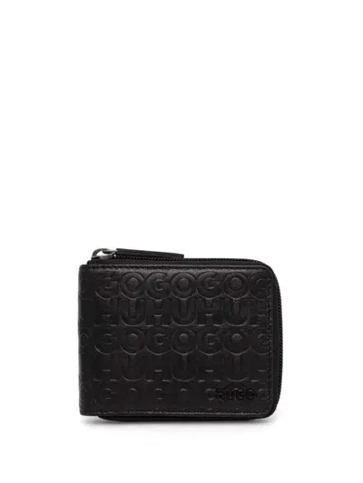 Hugo Logo-embossed Leather Wallet In Black