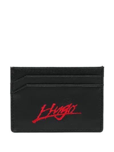 Hugo Logo-embroidered Cardholder In Black