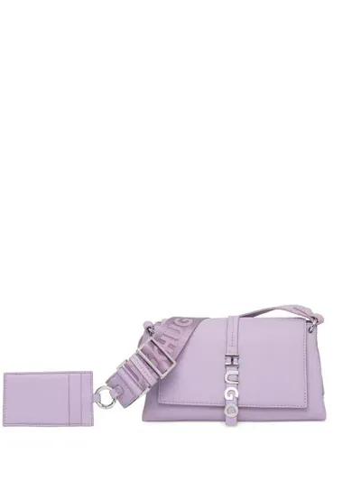 Hugo Logo-lettering Crossbody Bag In Purple