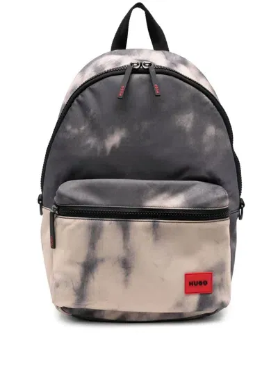 Hugo Logo-patch Backpack In Grey