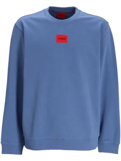 Hugo Logo-patch Cotton Sweatshirt In Blue